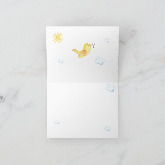 *~* Gele zoete vogels die Blue Sky Clouds zingen Bedankkaart (Binnen)
