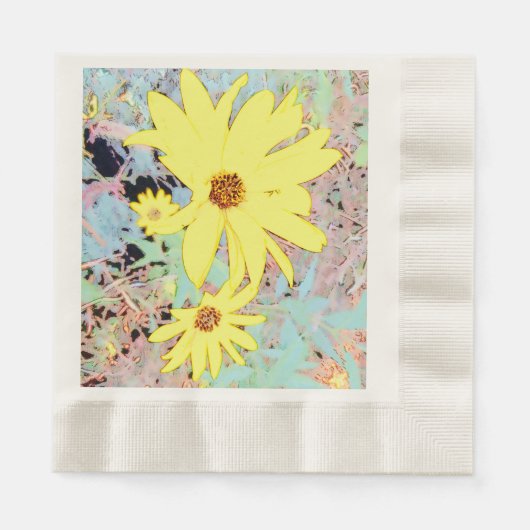 Gele zomer bloem papier servetten (Voorkant)
