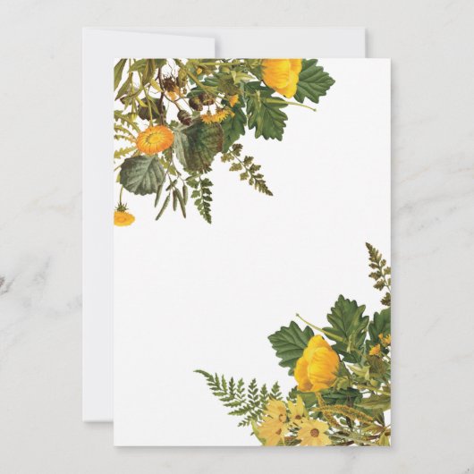 Gele Zomer Bloemen Huwelijksuitnodiging Kaart (Achterkant)