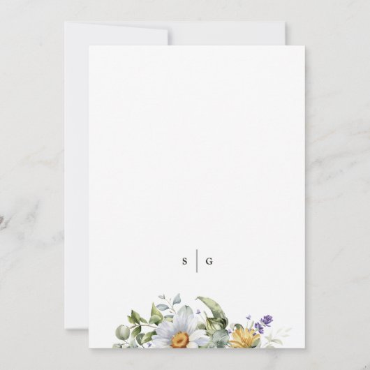 Gele zomer bloemenbruiloft kaart (Achterkant)