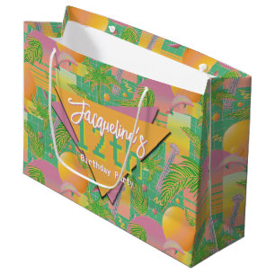 Gele Zomer Vaporwave Zonsondergang Verjaardag Groot Cadeauzakje