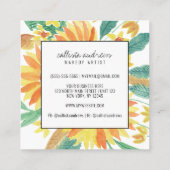 Gele Zomer Zonnebloem Waterverf Make-up Vierkante Visitekaartje (Achterkant)