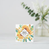 Gele Zomer Zonnebloem Waterverf Make-up Vierkante Visitekaartje (Staand voorkant)