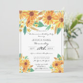 Gele Zomer Zonnebloem Waterverf Quinceañera Kaart (Staand voorkant)