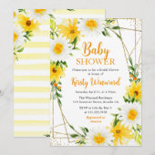 Gele zomerbloemen & Goud Lijst Baby shower Kaart