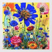 Gele zomerbloemen raamsticker (Vel)