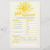 Gele zon baby shower voorspelling en bingogames flyer (Voorkant)