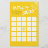 Gele zon baby shower voorspelling en bingogames flyer (Achterkant)