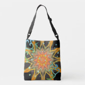 Gele zon, bladeren en groene sterren monogram crossbody tas (Achterkant)