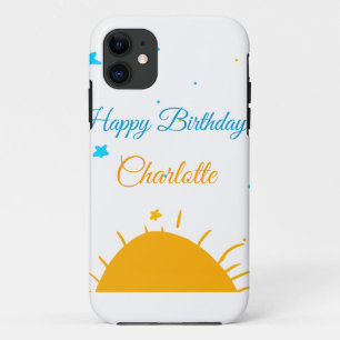 Gele zon blauwe sterren gelukkige verjaardag voeg Case-Mate iPhone case