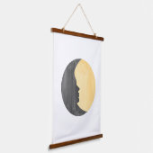 Gele zon en maan hangend wandkleed (Gebogen)