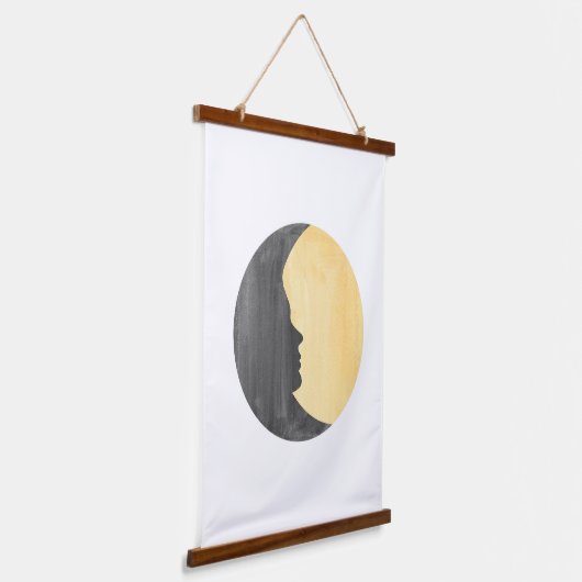 Gele zon en maan hangend wandkleed (Gebogen)