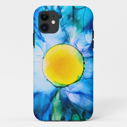 Gele zon in Blue Sky Alcohol Ink OtterBox iPhone Case-Mate iPhone Case (Achterkant)