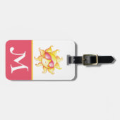 Gele zon in het Initiaal van het roze zonnebrillen Bagagelabel (Voorkant horizontaal)