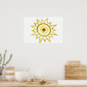 Gele zon in hooglicht Grunge Cutout Poster (Keuken)