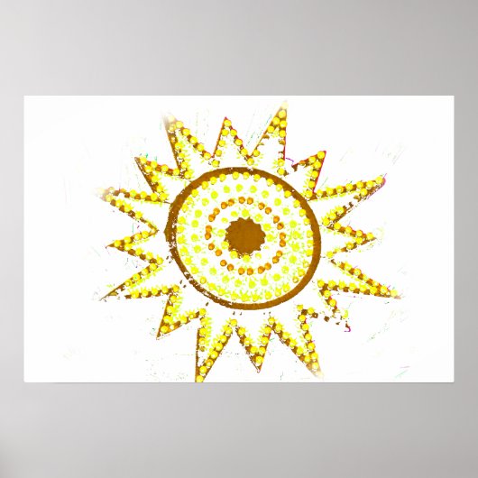 Gele zon in hooglicht Grunge Cutout Poster (Voorkant)
