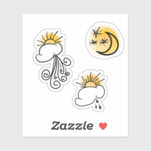 Gele Zon Maan Sterren Wind Faux Tattoo stickers