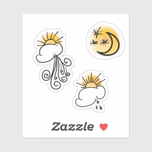 Gele Zon Maan Sterren Wind Faux Tattoo stickers (Vel)