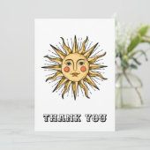 Gele zon met een gezicht bedankkaart (Staand voorkant)