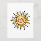 Gele zon met een gezicht briefkaart (Voorkant)