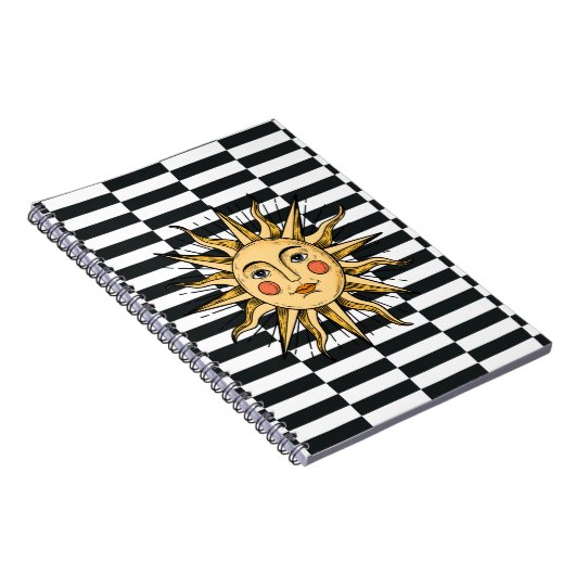 Gele zon met een gezicht notitieboek (Rechterzijde)