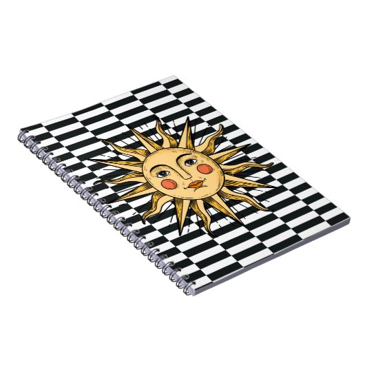 Gele zon met een gezicht notitieboek (Rechterzijde)