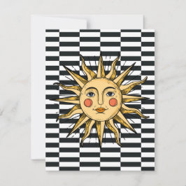 Gele zon met een gezicht notitiekaartje