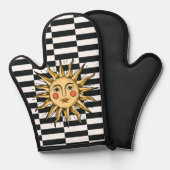 Gele zon met een gezicht ovenwant (Voorkant / Achterkant)