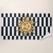 Gele zon met een gezicht strandlaken (Voorkant)