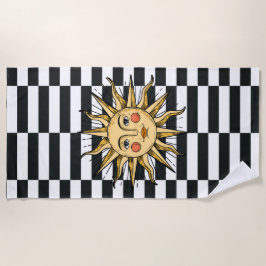 Gele zon met een gezicht strandlaken