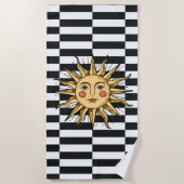 Gele zon met een gezicht strandlaken (Voorkant)