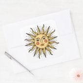 Gele zon met een gezicht vierkante sticker (Envelop)