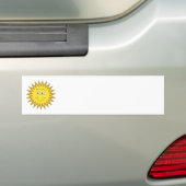 Gele Zon met een Happy Face. Bumpersticker (Op auto)