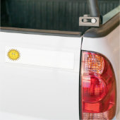 Gele Zon met een Happy Face. Bumpersticker (Op Truck)
