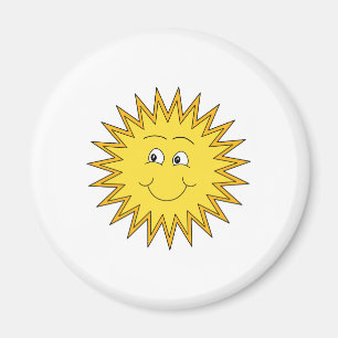Gele Zon met een Happy Face. Magneet