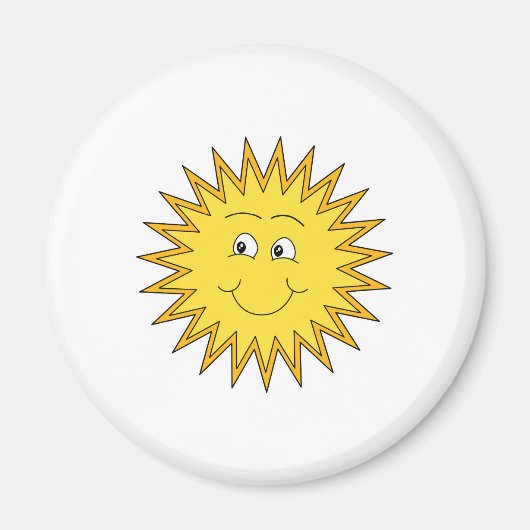 Gele Zon met een Happy Face. Magneet (Voorkant)