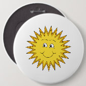 Gele Zon met een Happy Face. Ronde Button 6,0 Cm (Voorkant /achterkant)