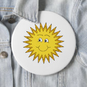 Gele Zon met een Happy Face. Ronde Button 6,0 Cm (In situ)