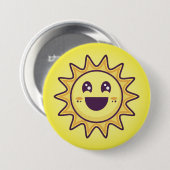 Gele Zon met een Happy Face Ronde Button 7,6 Cm (Voorkant /achterkant)