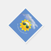 Gele zon met zonnebril en regenboog servet (Hoek)