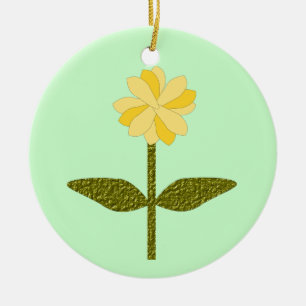 Gele zondag van de Daisy Flower Keramisch Ornament