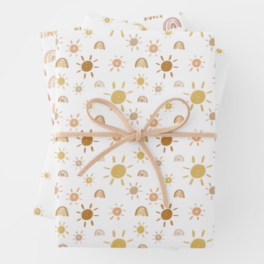 Gele zondshine- en regenboogpapierbladen inpakpapier vel (In situ)