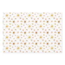 Gele zondshine- en regenboogpapierbladen