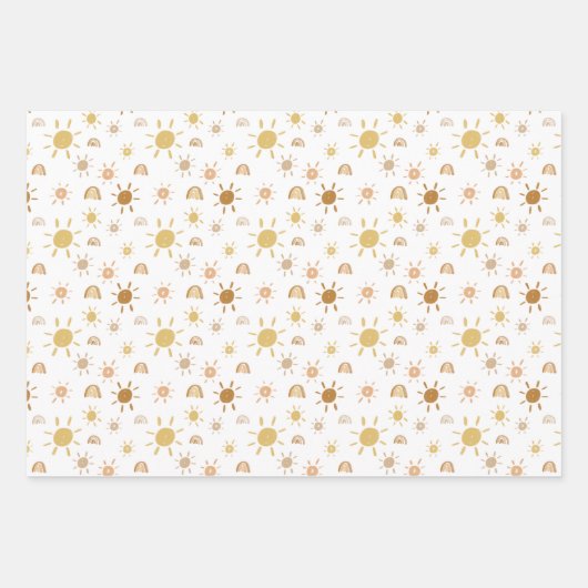 Gele zondshine- en regenboogpapierbladen inpakpapier vel (Voorkant)