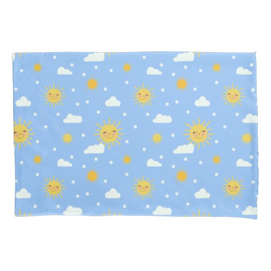 Gele zonneblauwe hemelpatronen afspelen kussensloop (Voorkant)