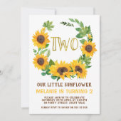 Gele zonnebloem, 2e verjaardag uitnodiging (Voorkant)