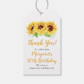 Gele Zonnebloem 80e Verjaardag Dank u Cadeaulabel (Voorkant)