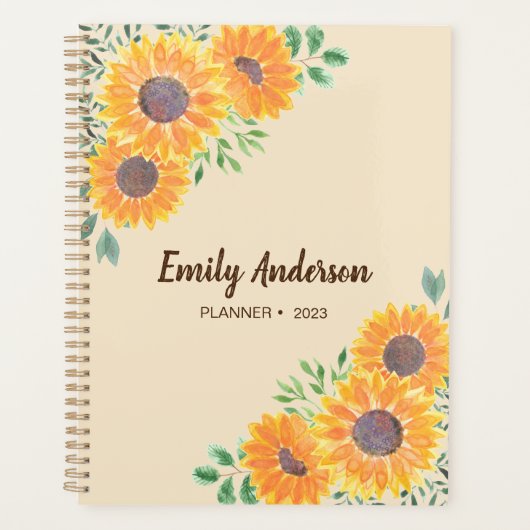 Gele zonnebloem Aangepast 2023 Planner (Voorkant)