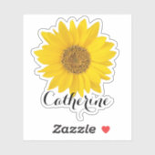 Gele zonnebloem Aangepaste naam Contour Sticker (Vel)