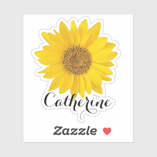 Gele zonnebloem Aangepaste naam Contour Sticker (Vel)